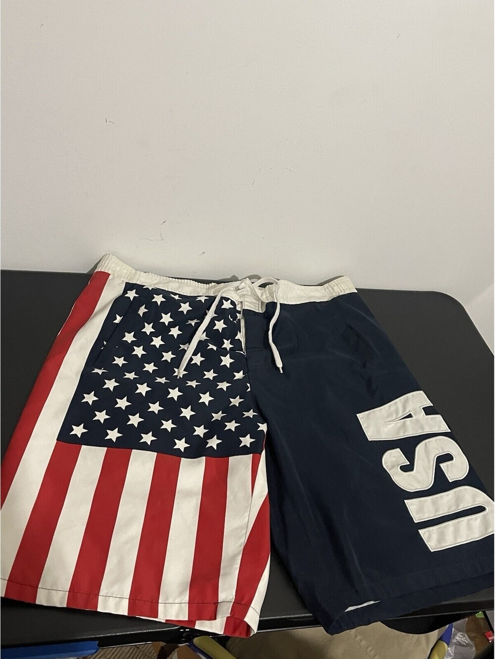 Vtg Calhoun Board Shorts Men's Large 32 Waist  Pockets Lined USA American Flag